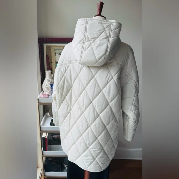 NWT Zara Off-White Quilted Puffer Jacket - Picture 4 of 9